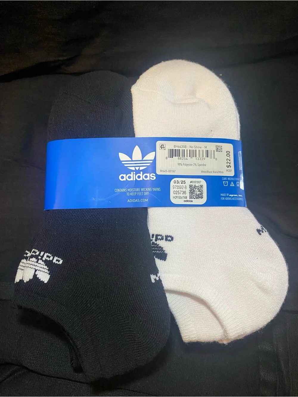 adidas Men's No-Show Socks - Black & White, 6 Pack
